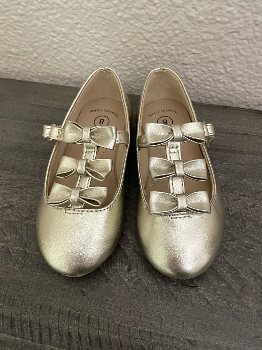 Cat & Jack Gold Bow Mary Jane Toddler Kids Shoes